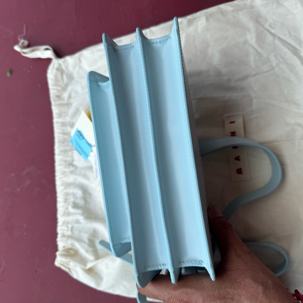 Marni Trunk Leather Shoulder Bag Light Blue Small NWT - Picture 8 of 13